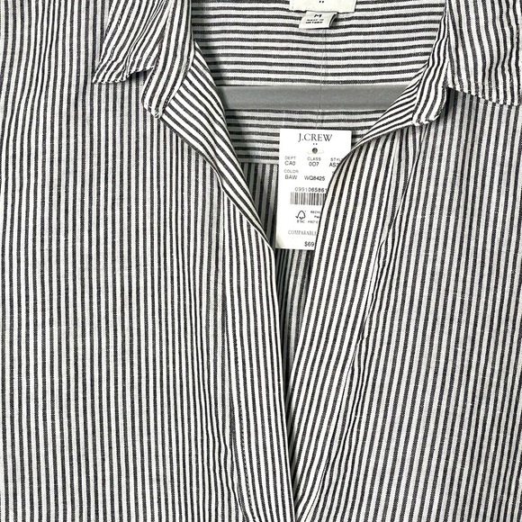 J Crew Factory Striped Pop Over Linen Blend Tunic Top. Size Medium - Picture 3 of 12